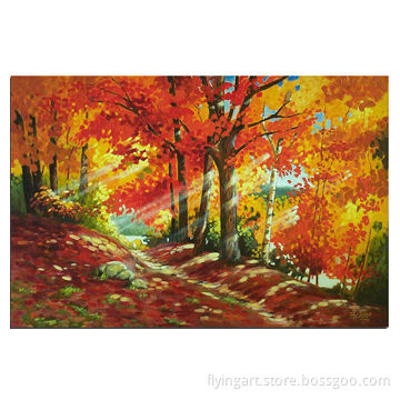 Oil painting on canvas, colorful design with natural wood stretcher, hook and screw